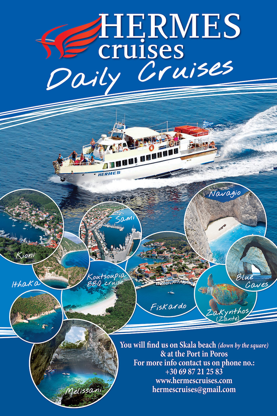 Welcome to Hermes Cruises Kefalonia - Book now a perfect Kefalonia day cruise. Enjoy the beauty of Ionian Sea! Kefalonia Daily Cruises to Ithaca - Kefalonia Daily Cruises to Zakynthos - Kefalonia Boat Cruises - Kefalonia Sea Excursions - Kefalonia Boat Tours - Hermes Cruises Kefalonia - Boat Cruises Kefalonia